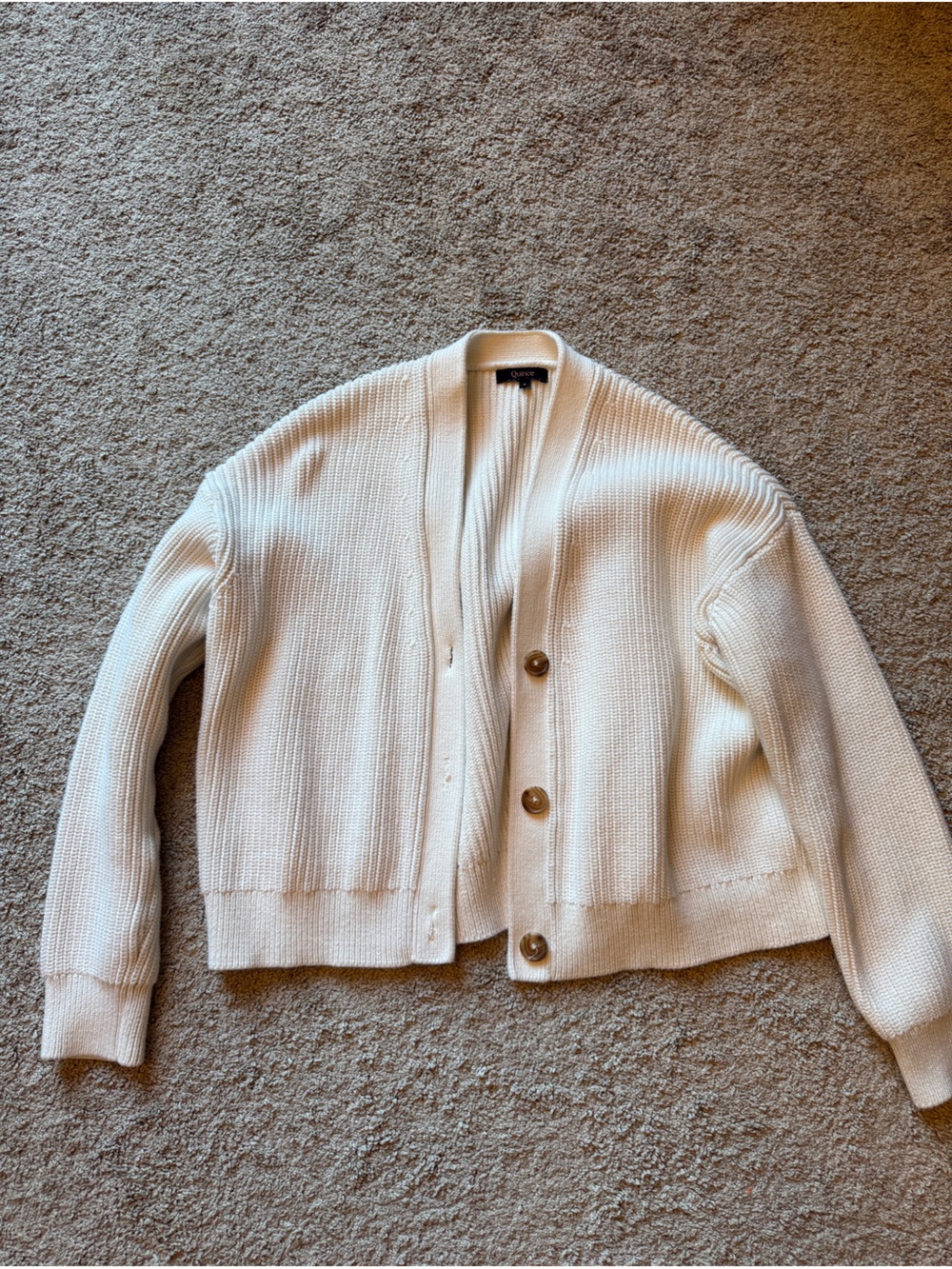 Quince 100% Organic Cotton Fisherman Boxy Cropped Cardigan